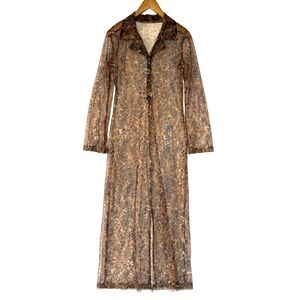 90s/Y2K Sheer Nature Inspired Print Duster Coat